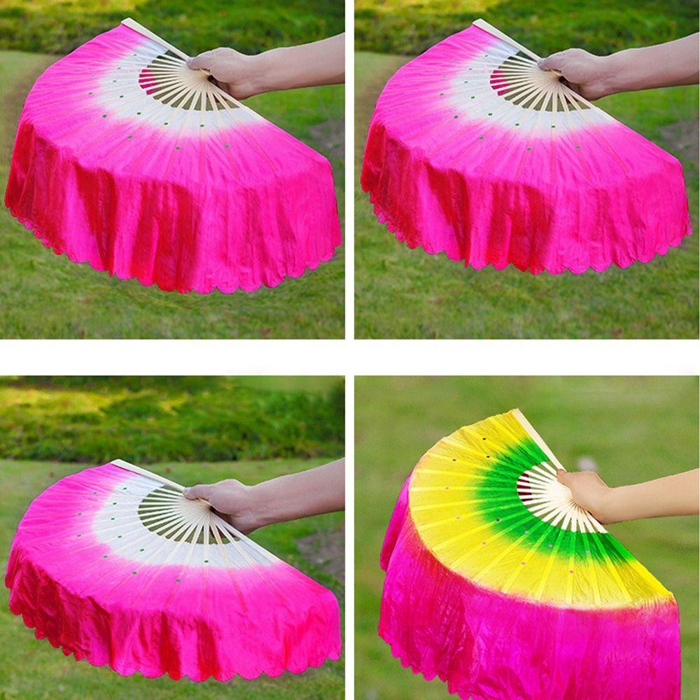 Kid Women Gradient Color Tanečnice Cvičení Rayon Hedvábí Vějířky Břišní tance Vějíře Hedvábí Vějíře Dlouhé Hedvábné Vějíře