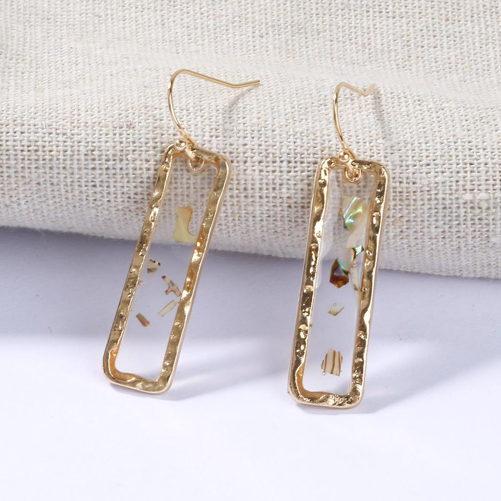 Rectangle Shell Earrings Black Lip Shell Earrings Black Lip Shell Rectangle Pendant Earrings Inlaid Black Lip Shell Earrings