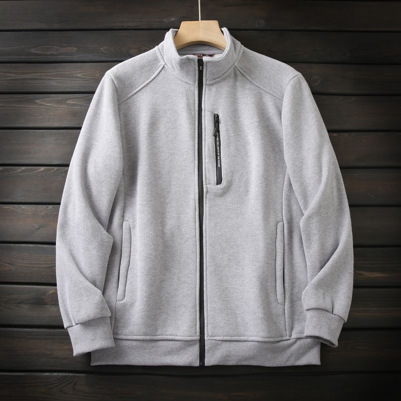 Thickened! Composite Velvet! Foreign Trade Tail Goods Men's Autumn and Winter Fleece-Lined Warm Stand Collar Zip-up Cardigan Jacket