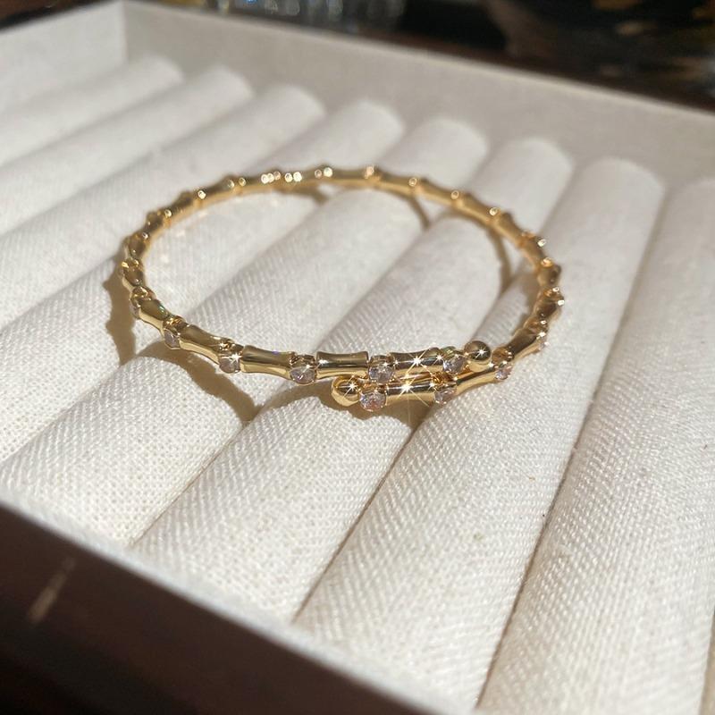 Zircon bamboo joint open bracelet fashionable simple and versatile temperament bracelet light luxury high-end jewelry women