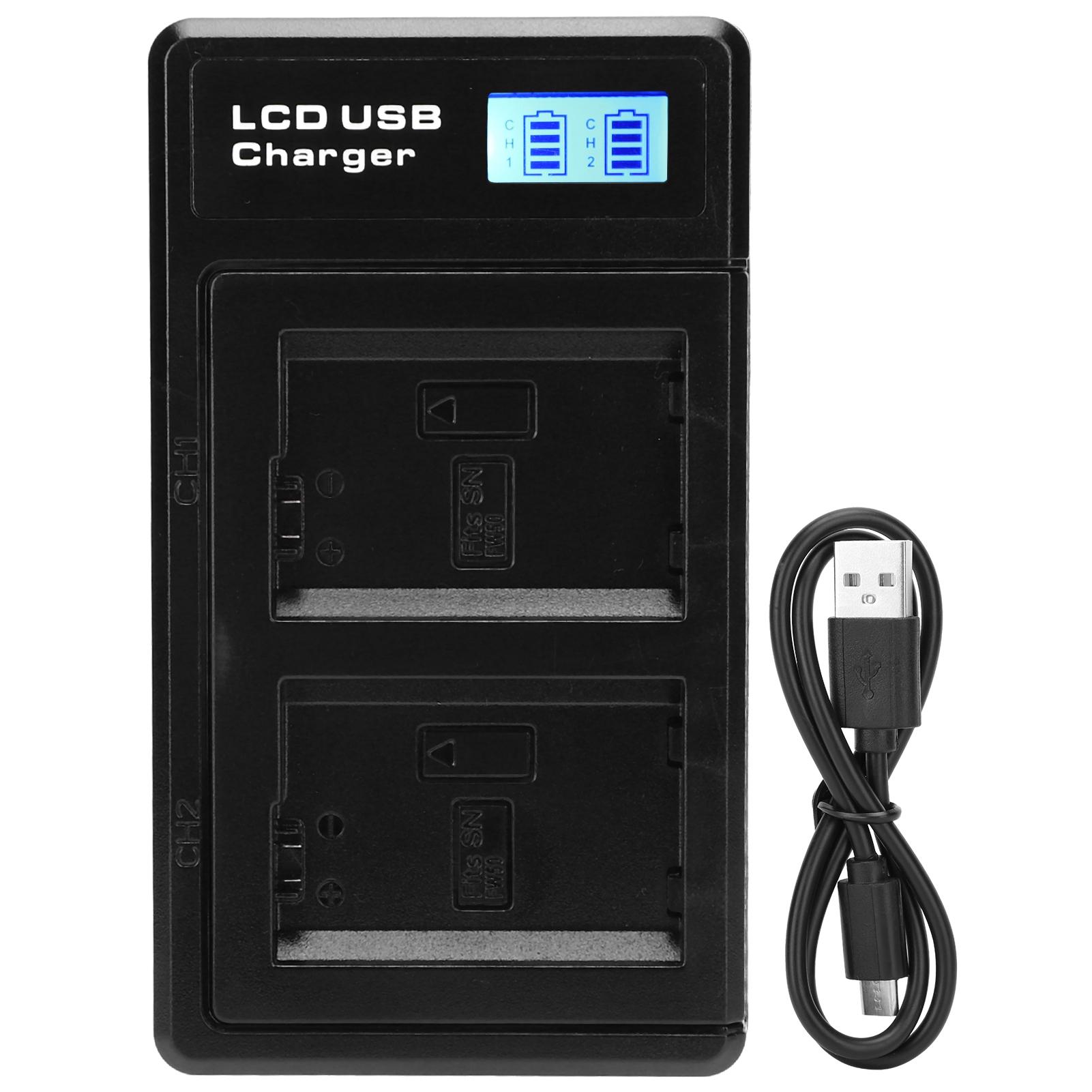 

LCD Display Screen Lithium Battery Double Charge Charger USB Charging Base for NPFW50