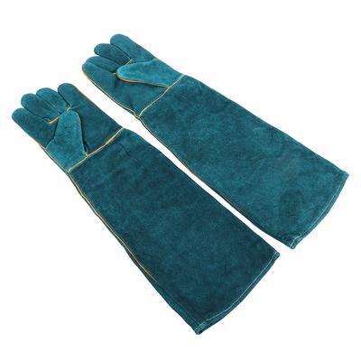 Canvas Blue Pet Reptile Training Anti Bite Lengthen Safety Protection Gloves for Varanid Snake Dogs