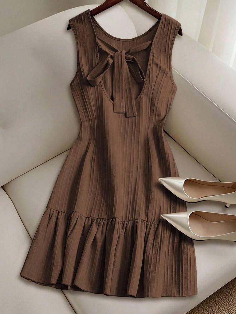 High-Quality Sleeveless Knit Midi Dress - European and American Style