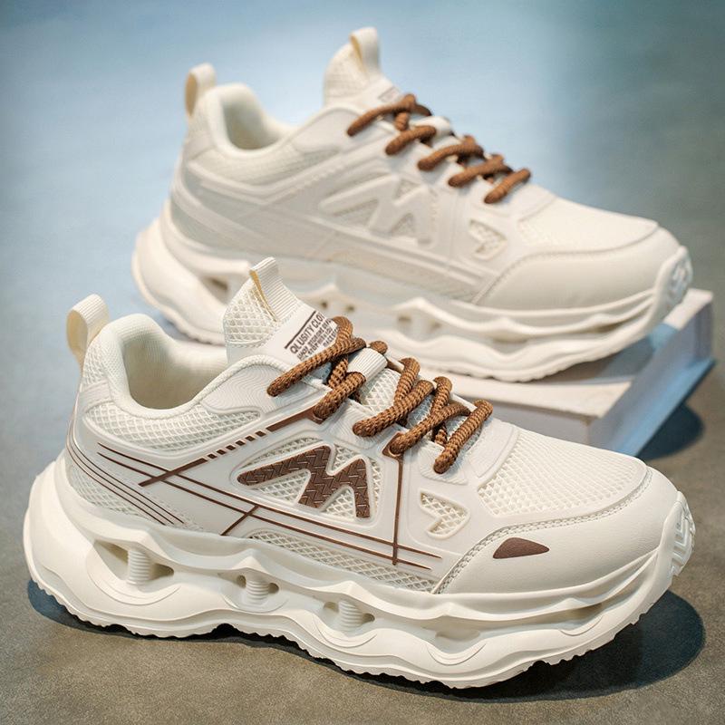 

Dad shoes men s high-end sense summer breathable mesh sneakers niche design retro versatile height-increasing sneakers 39 бежевый