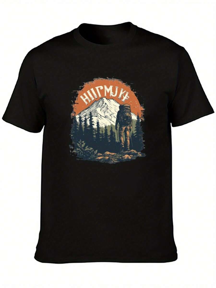 

JeeweySaucy Unisex s Vintage Mountain Climbing Graphic T-Shirt - White Outdoor Adventure Tee With Pine Trees & Peaks S