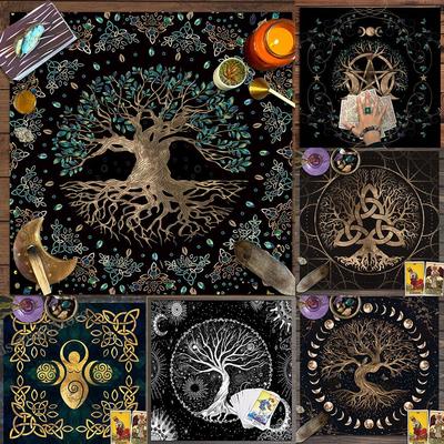 Custom Moon Phase Tarot Altar Cloth - Tree of Life Design
