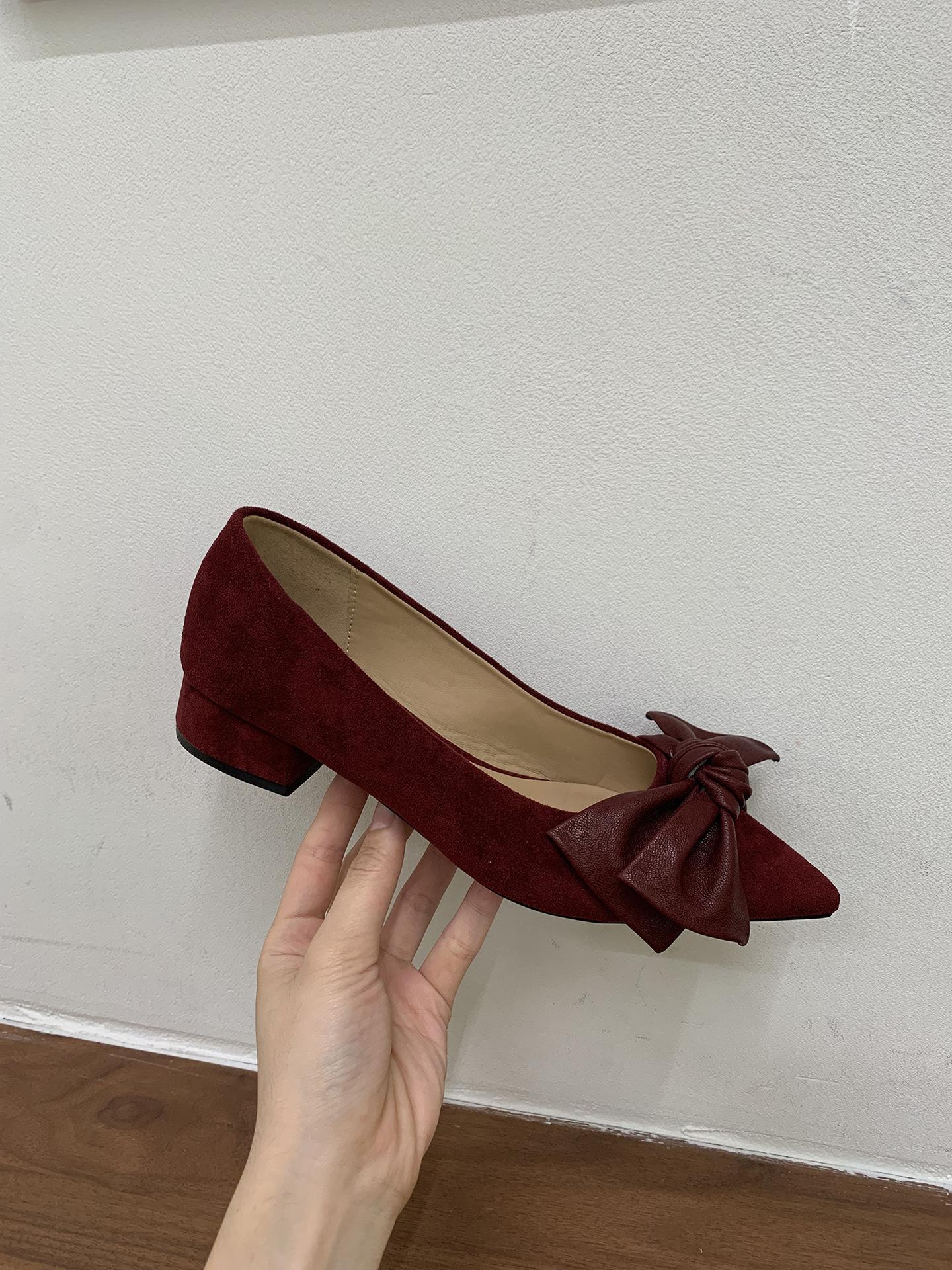 

Jonmei for San thick heel bow pointed single shoes women s shoes 2025 spring and autumn versatile commuter ladyshoes 39