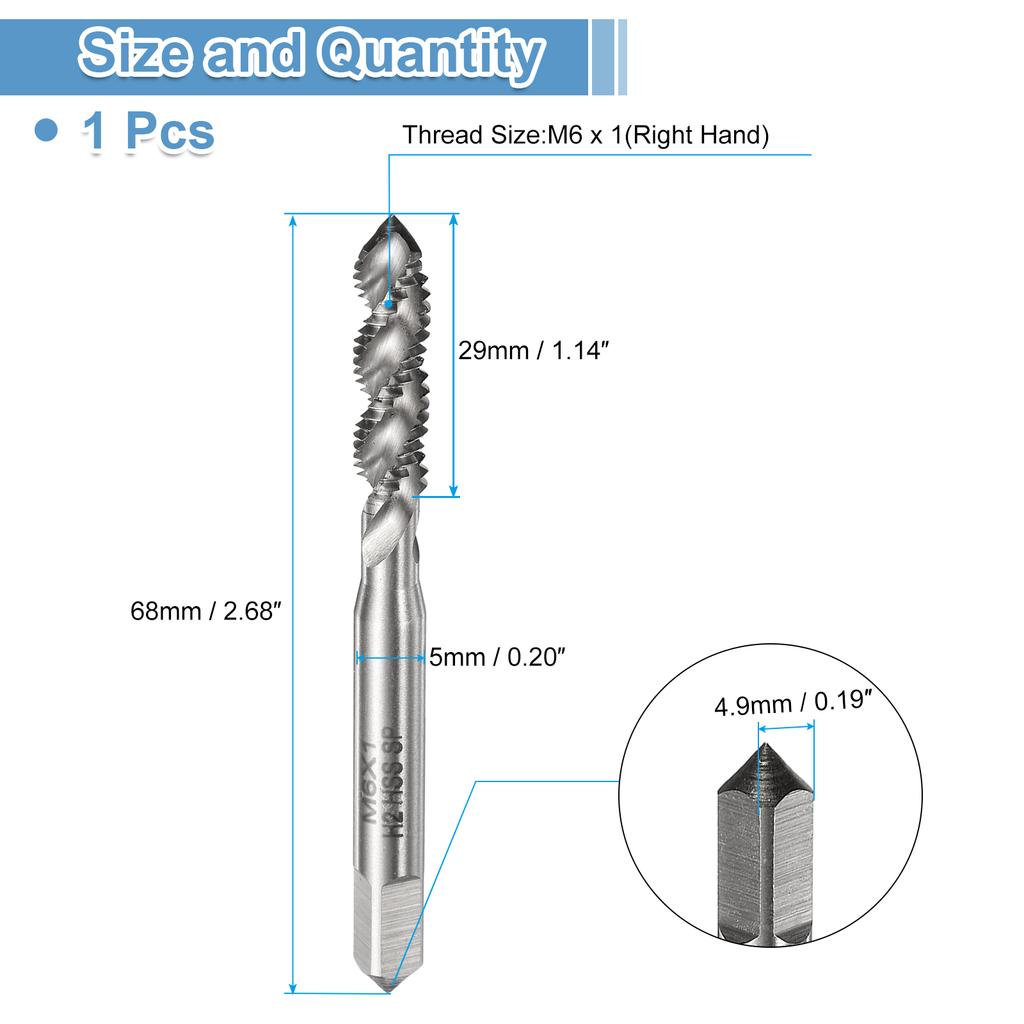 M2 M2.5 M3 M4 M5 M6 M7 M8 M10 M12 M14 M16 M18 M20 M22 Spiral Flute Thread Tap Metric Machine Taps HSS6542 Uncoated