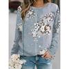 Fashion Women's Crew Neck Long Sleeve 3D Casual Color Printing Casual Long Sleeve T-Shirt
