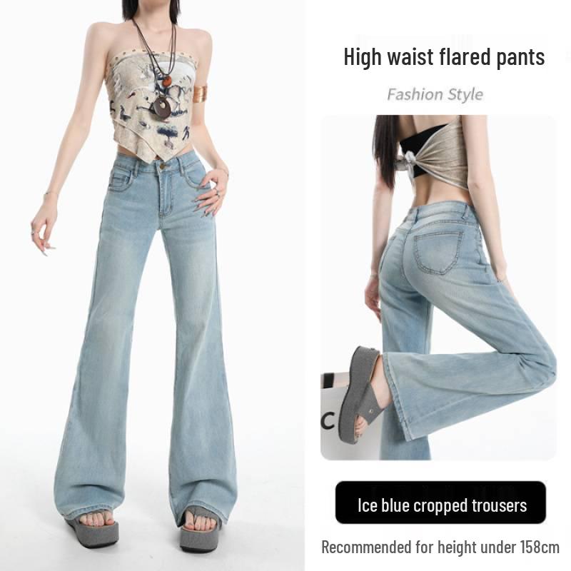 

Light-Colored High-Waisted Slimming Flare Jeans for Petite Women - Spring and Autumn Style M