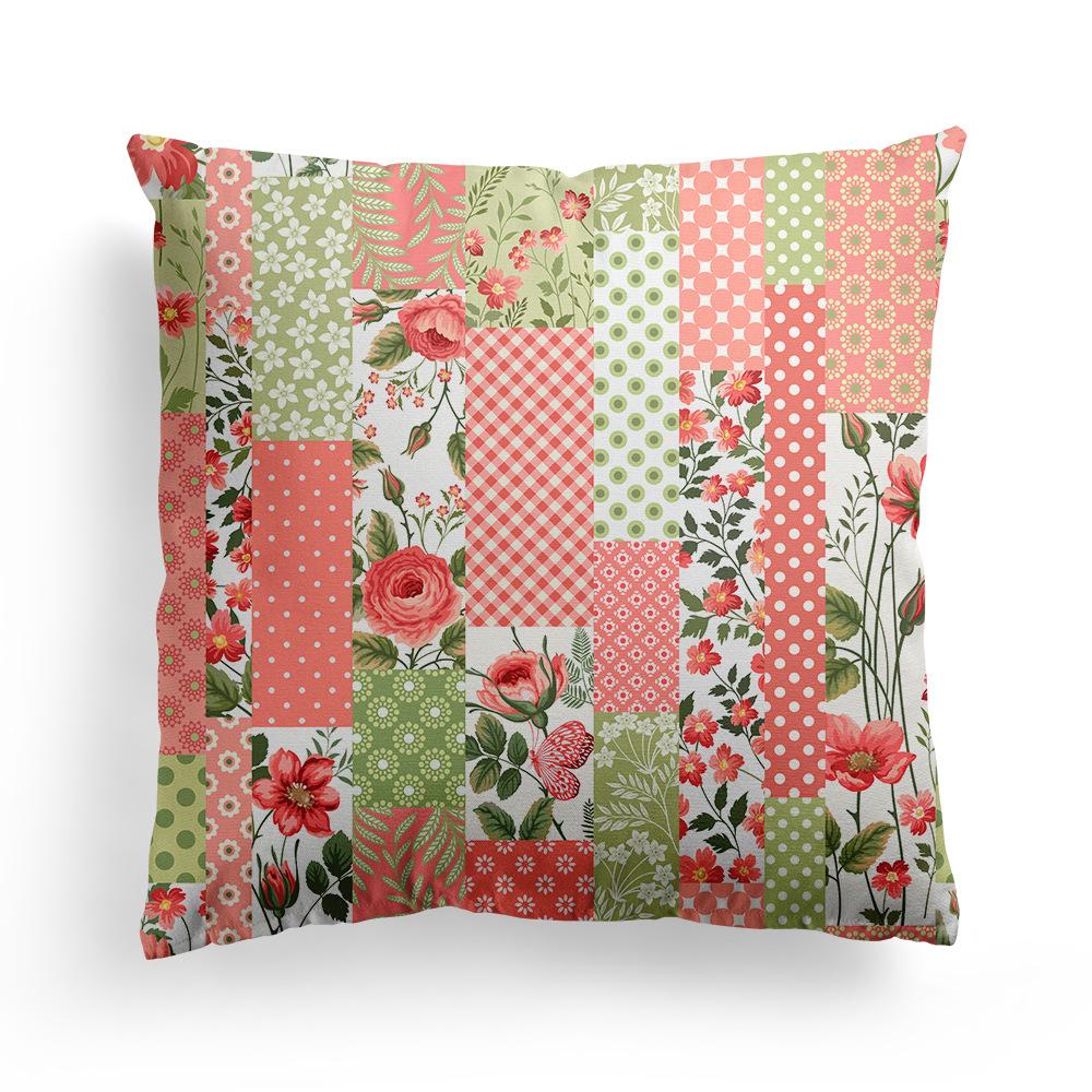 Floral Print Pillowcase, Home Peach Skin Velvet Material Sofa, Car Office Bedside Pillow and Cushion Cover