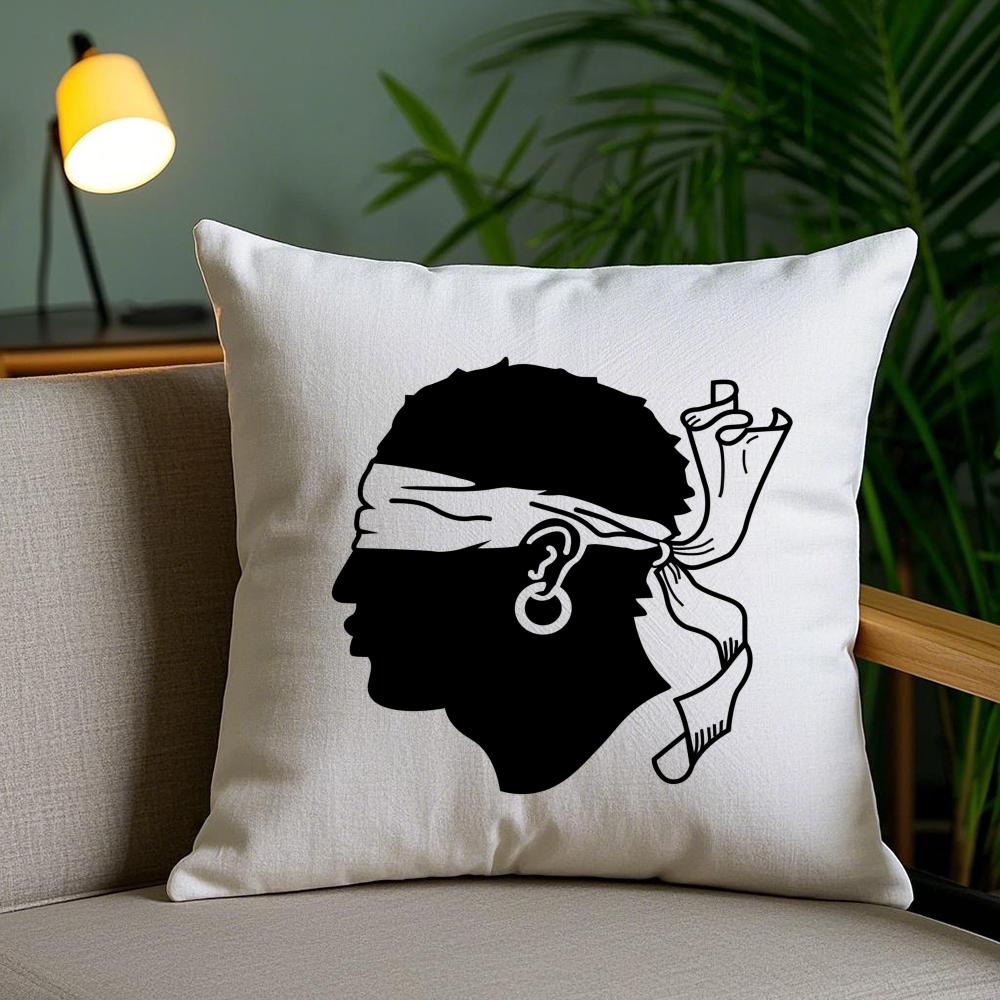 Corsica Flag French Region Cushion Cover Plush Fabric Soft Double-Sided Printed Invisible Zipper Sofa Pillow Case Home Decor