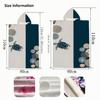 Abstract Sea Turtle Hooded Beach Towel Poncho | Navy Geometric Circle Surf Changing Robe, Flat Print, Outdoor Bath Cape