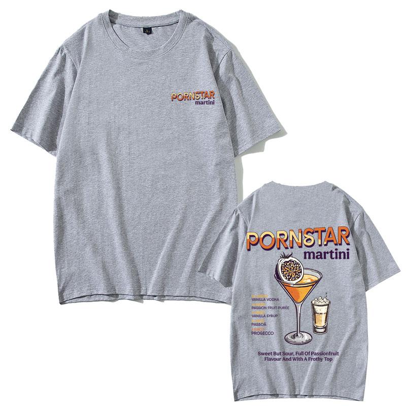 2025 Summer Funny Pornstar Martini Cocktail Graphic Men Women Casual Oversized Tshirts Short Sleeve Mens Pure Cotton Tshirt