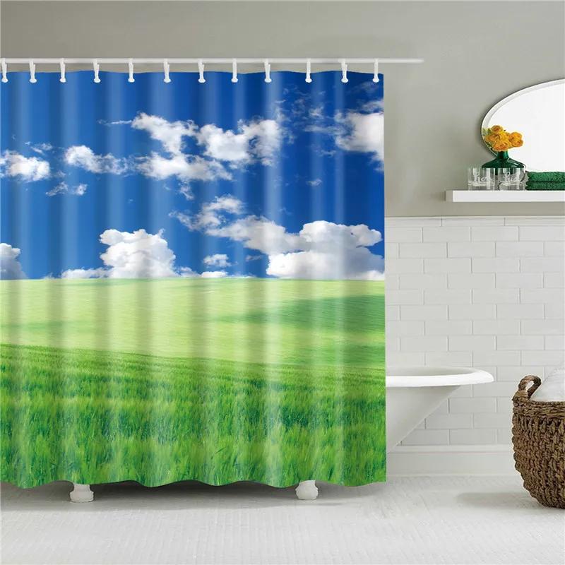 Beach Sea Seaside Shower Curtains Nature Scenery Waterproof 3d Bathroom Curtains Home Decoration Washable Bath Screen with Hooks