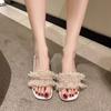 Thick Heel Slippers Outer Wear Ins Transparent Summer Fashion Lace Pearl Fairy Style with Skirt Wear Cool Slippers Woman
