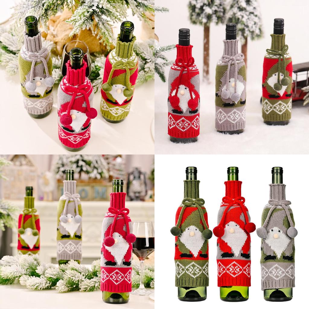 Creative Knitted Christmas Wine Bottle Cover Featuring Adorable Rudolph Design For Festive Table Decor