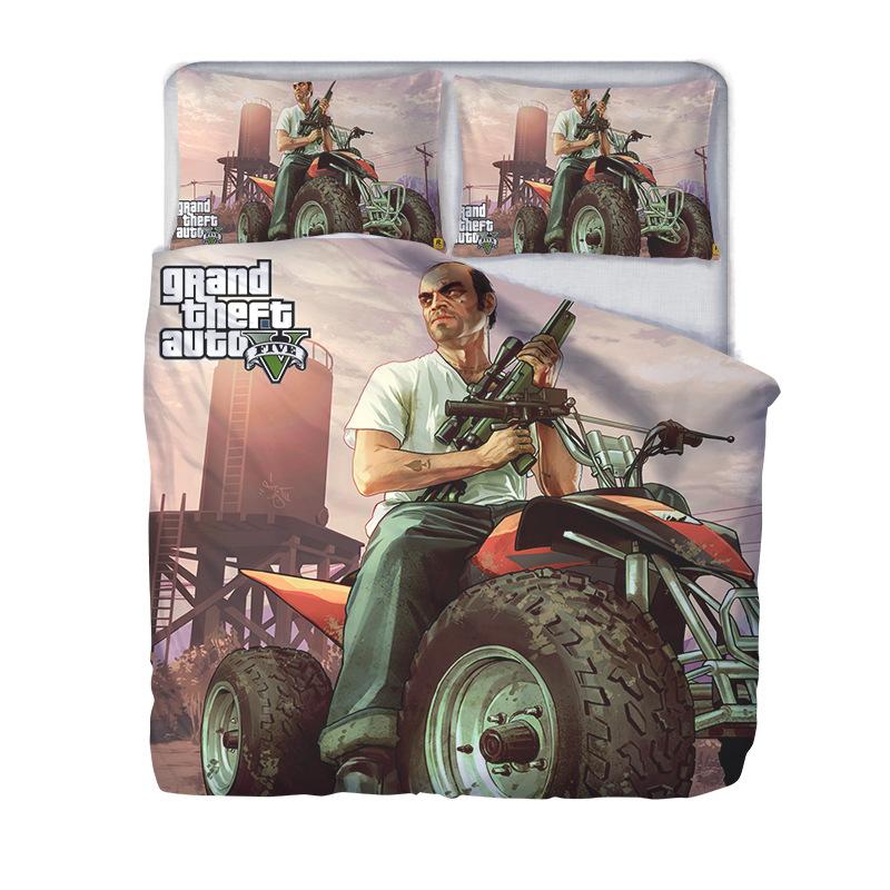 Heißes Grand Theft Auto 3D Bettwäscheset Beliebte Spiele Charakter Gedruckte Bettbezugsets Kissenbezüge Bettwäsche Einzelbett Queen-Size King-Size
