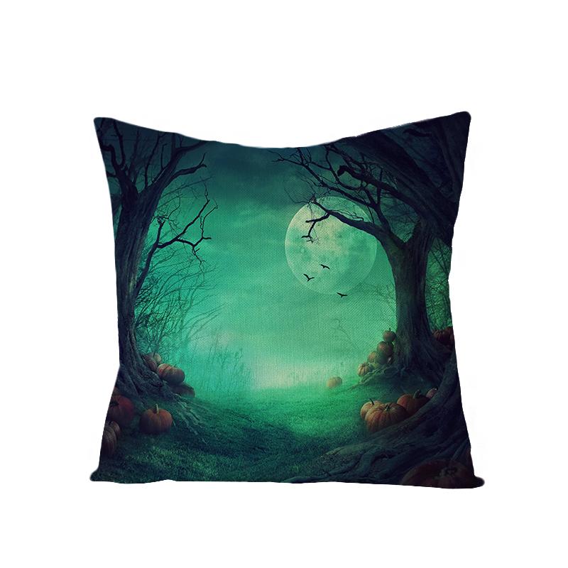 Old Castle Dragon Boat Moon Pumpkin Cushion Cover Horror Pattern Sofa Throw Pillows Living Room Halloween Decorative Pillowcase