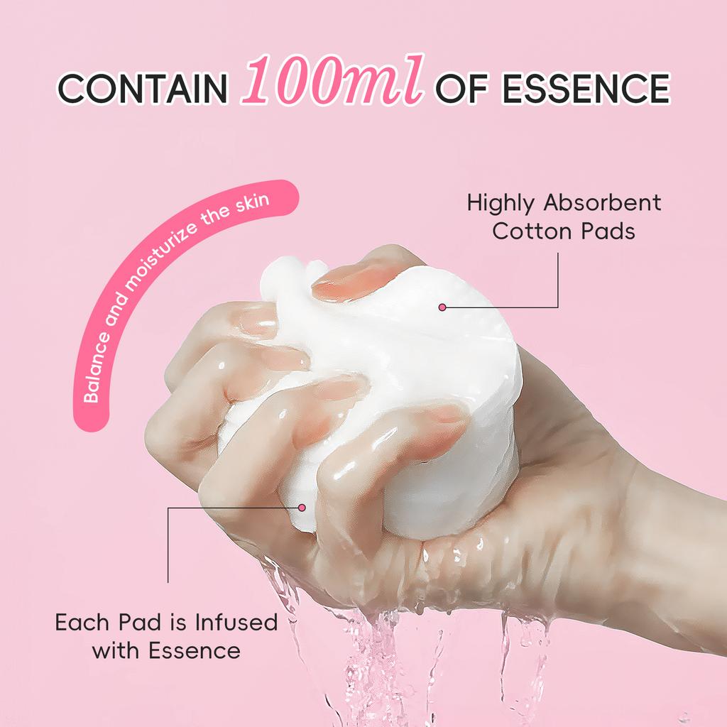 LAIKOU Sakura Toner Pads 40pcs, Daily Cleansing Toner for All Light Beige Types 100ml, Pre-Makeup Toner Pads, Deep Moisturizing, with Tweezers