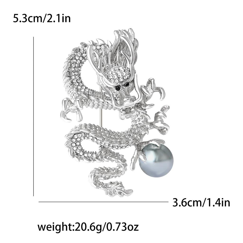 High-Grade Alloy Enamel Rhinestone Chinese Dragon Brooch Fashionable Atmosphere Men'S Clothing Corsage Jewelry Pin