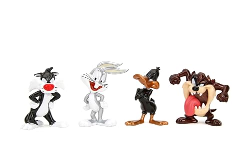 Jada Looney Tunes Metal Figs 4-Pack - Bugs Bunny, Tasmanian Devil, Daffy Duck, and Sylvester the Cat - Collectible 2.5-Inch Metal Figures