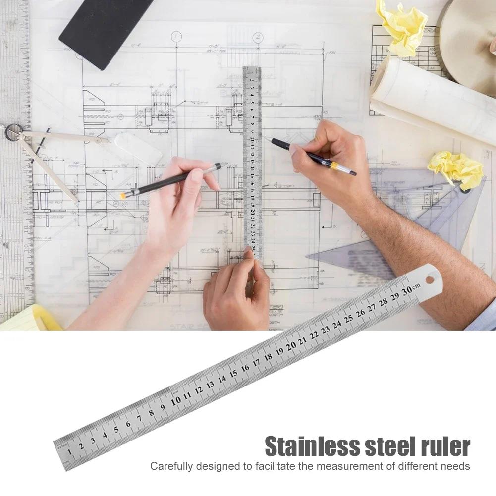 Stainless Steel Metal Ruler Metric Rule Precision Double Sided Measuring Tools