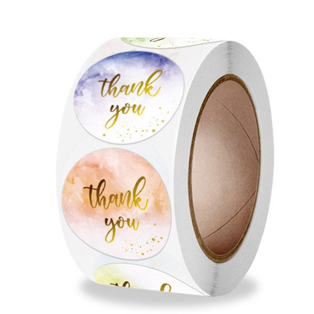 100-500pcs Watercolor Thank You Stickers Round Adhesive Small Business Stickers Labels for Wrapping Supplies, Envelopes,Mailers