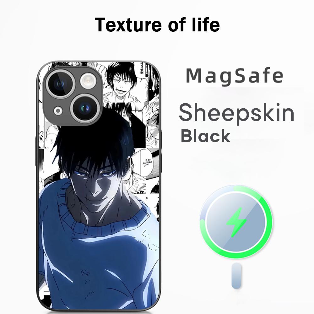 Custodia per Telefono Super Cool Toji Fushiguro Classico Anime Per iPhone 17 16 15 14 13 12 Plus Pro Max Lusso di Alta Gamma Magsafe Pelle di Pecora