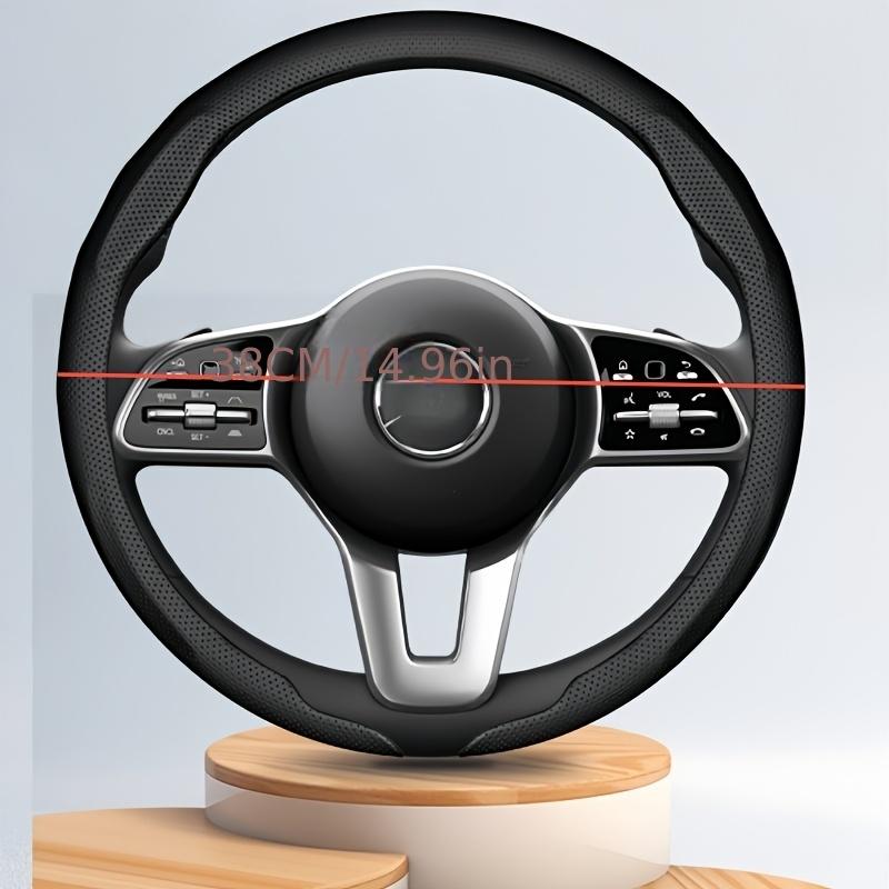 Nappa Ultra-Dünne Schweißabsorbierende PU-Leder Lenkradabdeckung - Anti-Rutsch, Auto-Lenkradabdeckung, Perforierte PU-Nappa-PU-Leder Kartenhalter