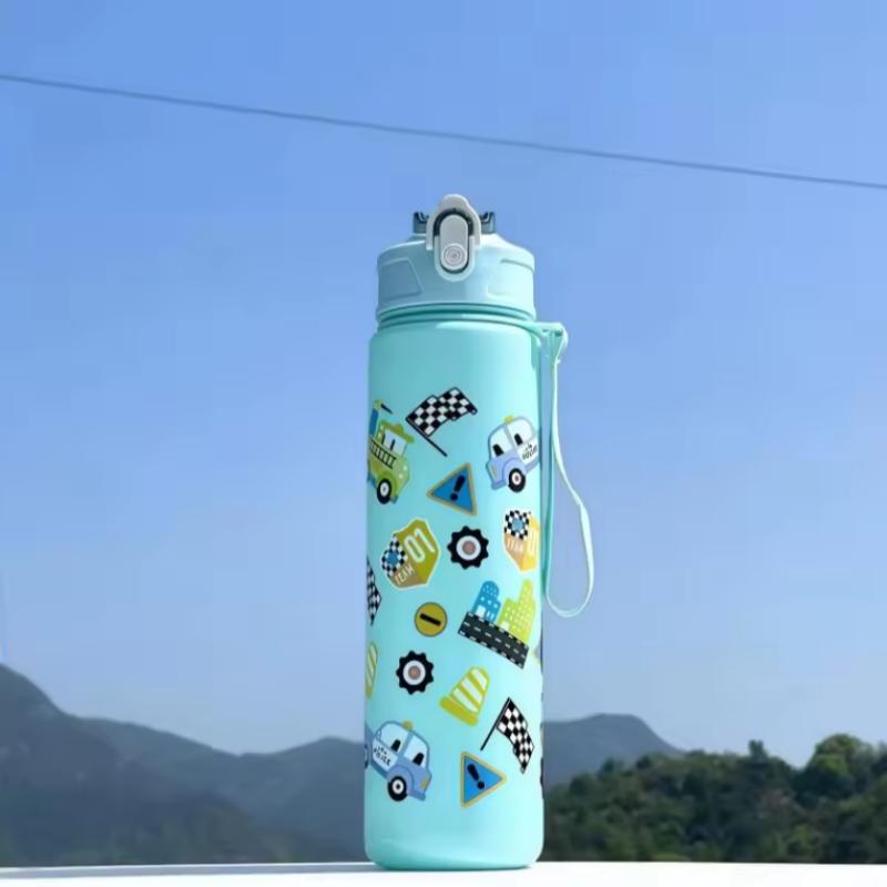 780ML Kids Water Sippy Cup Creative Cartoon Cup with Straws Leakproof Water Bottle Outdoor Portable Children's Plastic Water Cup