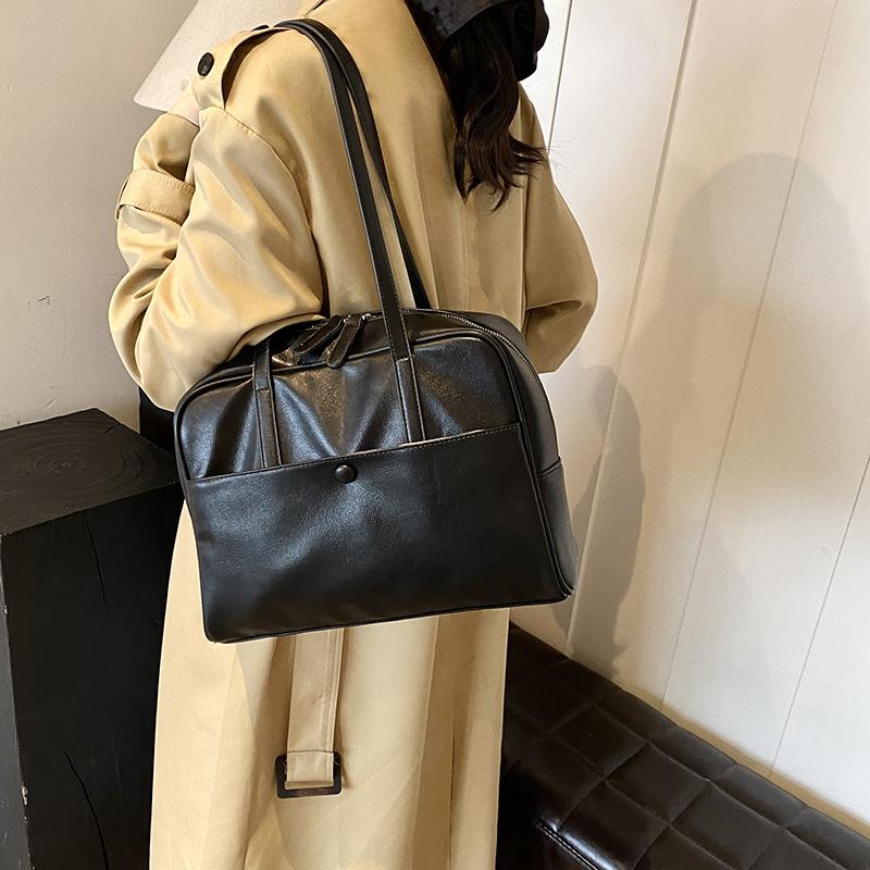 Genți de umăr de înaltă calitate, din PU moale, fermoar solid, genți de umăr simple, de mare capacitate, genți de lux pentru femei, în stilul navetei.