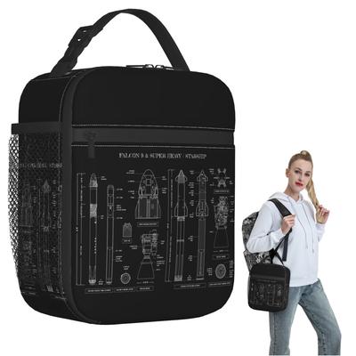 SPACEX Falcon 9 And Super Heavy Starship Insulated Lunch Bag for Women Children Leakproof Food Boxes Thermal Lunch Box Tote