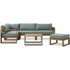 Modular Corner Garden Set LEVATA OTTOMAN - FSC Acacia Wood - 6 People - Blue Green + Cover Included