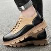 Men English Style Thick Bottomed Work Attire Big Toe Shoes Men’s Platform Shoes Business Shoes Men Lace-up Waterproof Warm Shoes