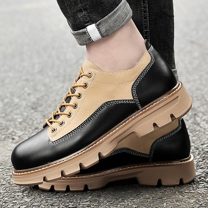 Men English Style Thick Bottomed Work Attire Big Toe Shoes Men’s Platform Shoes Business Shoes Men Lace-up Waterproof Warm Shoes