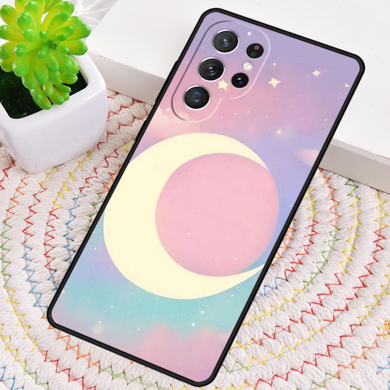 Moon Stars Pastel Silicone Phone Case For Samsung Galaxy Note 10 Pro S26 S25 S24 S23 S22 S21 Plus S25Ultra Capa Cover