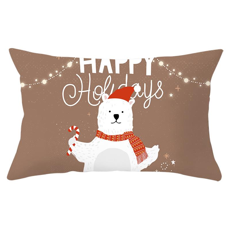 New Christmas Peach Skin Lumbar Pillowcase Cartoon Print Series Sofa Cushion Cover Throw Pillow Cover