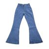 Women Jeans High Stretch Wide-Leg Pants Lace-up Button Zipper Fly