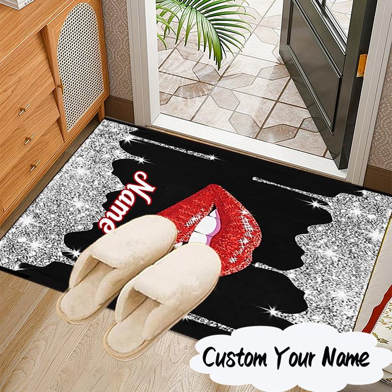 Custom Name Red Lips Art Carpet, Chair Rug,Area Rug for Office Bedroom living rooms bedroom, Doormat decor Christmas fan gifts
