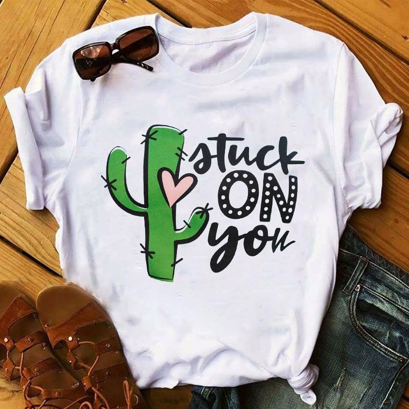 Summer 2025 Fashion Leopard Flower Sweet Love You Lady Ladies Womens Tee T-Shirt Graphic Female Valentine's Day Top T Shirt Gift
