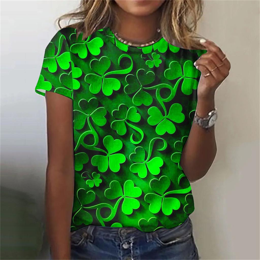Women's T-shirt 3D Pattern Printed Casual Short Sleeved O-Neck Top Fashionable Street Women's Clothing