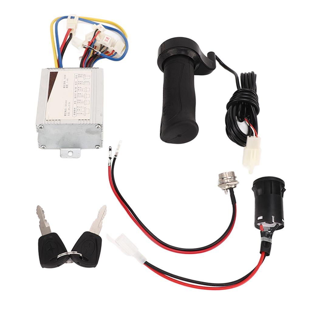 24V 350W Two Speed Controller Electric Door Lock Throttle Handle Charging Port Aviation Head Kit Electric Bike