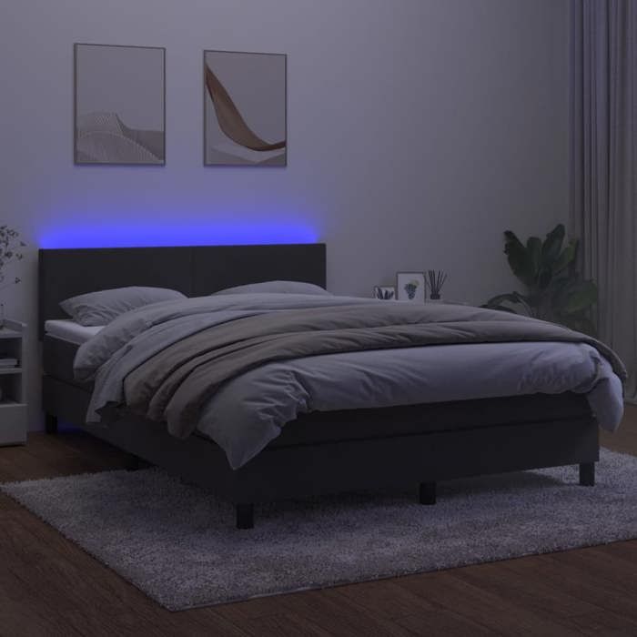Maison Exclusive - Sommier à lattes de lit avec matelas LED Gris foncé 140x200 cm