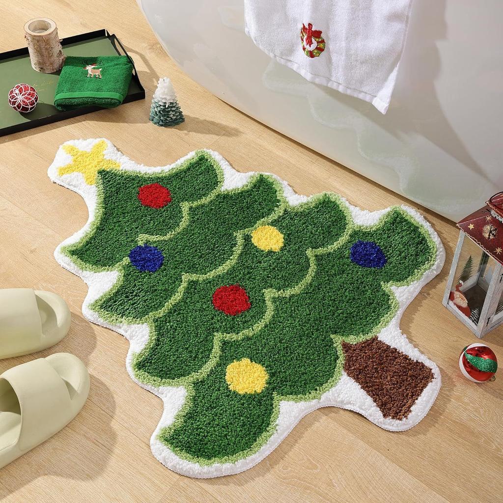 Christmas Decoration Mat Dirt Resistant and Easy To Take Care of Imitation Cashmere Mat Household Bathroom Absorbent Foot Mat