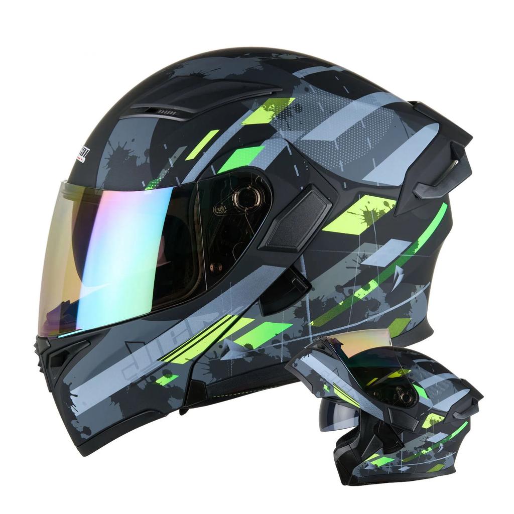 Motorcycle Helmet Unisex Full Face Street Bike Helmet All Season Large Tail Wing Motorcycle Protective Gear