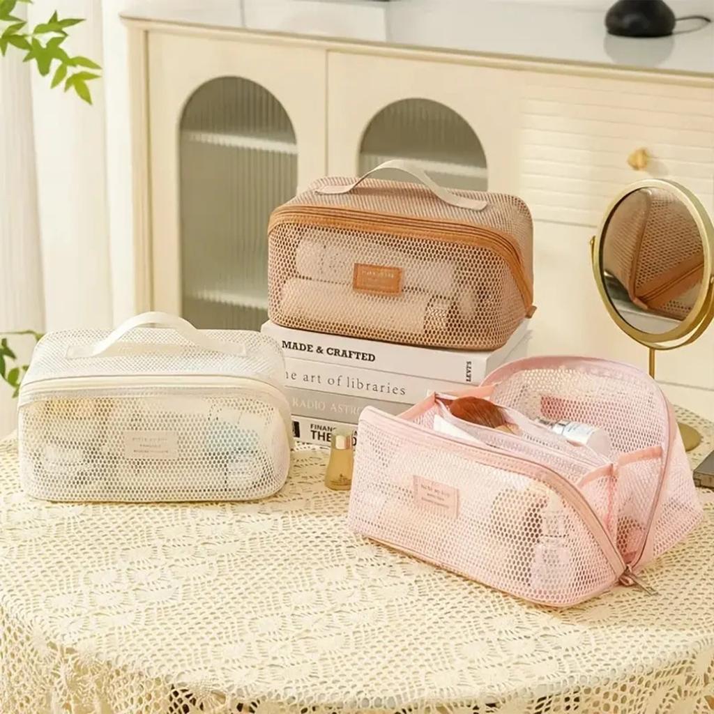 Large Capacity Toiletries Storage Bag Mesh Design Toiletries Bag Bathroom Organizer for Cosmetics Toiletries Skin Care