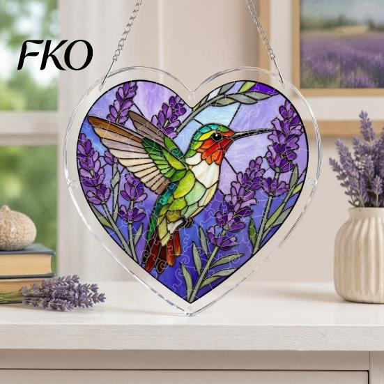 DIY Stained Glass Craft Acrylic Puzzle Suncatcher, Colorful Window Hanging Pendant, Heart Shape Style Sun Catcher Decoration, Ideal for Home