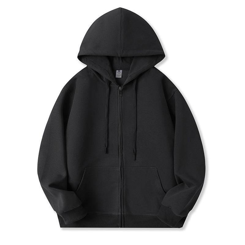 Hua Cotton Unisex Zipper Hoodie Sweatshirt - Comfortable and Loose Fit for Autumn/Winter, 320g 
