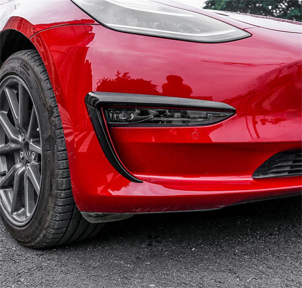 Kohlefaser-Optik Frontscheinwerfer-Augenbrauenabdeckung Zierleiste für Tesla Model 3 2017+